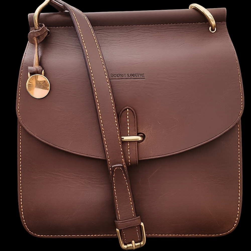 Dooney & Bourke Mahogany Brown Florentine Toscana Leather Saddle Bag EXCELLENT!